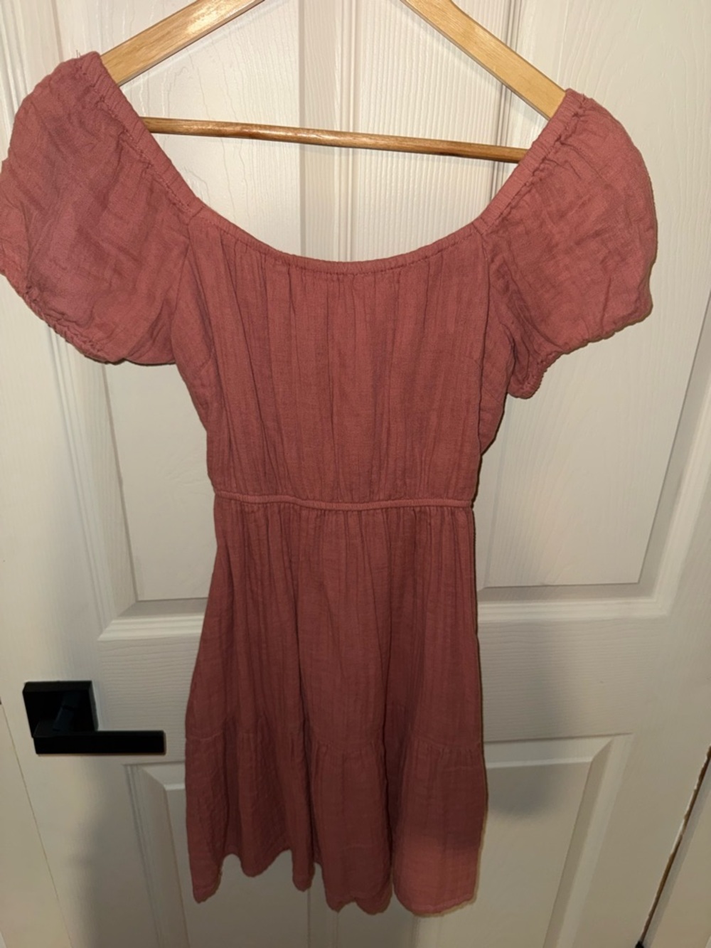 Jessica Simpson Dusty Rose Tie-Back Puff Sleeve Mini Dress